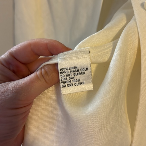 Talbots Ivory Linen Shirt Short Sleeve Button Up 12 - Picture 4 of 8